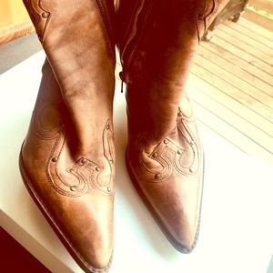 Bebe brown western cow girl ankle boots